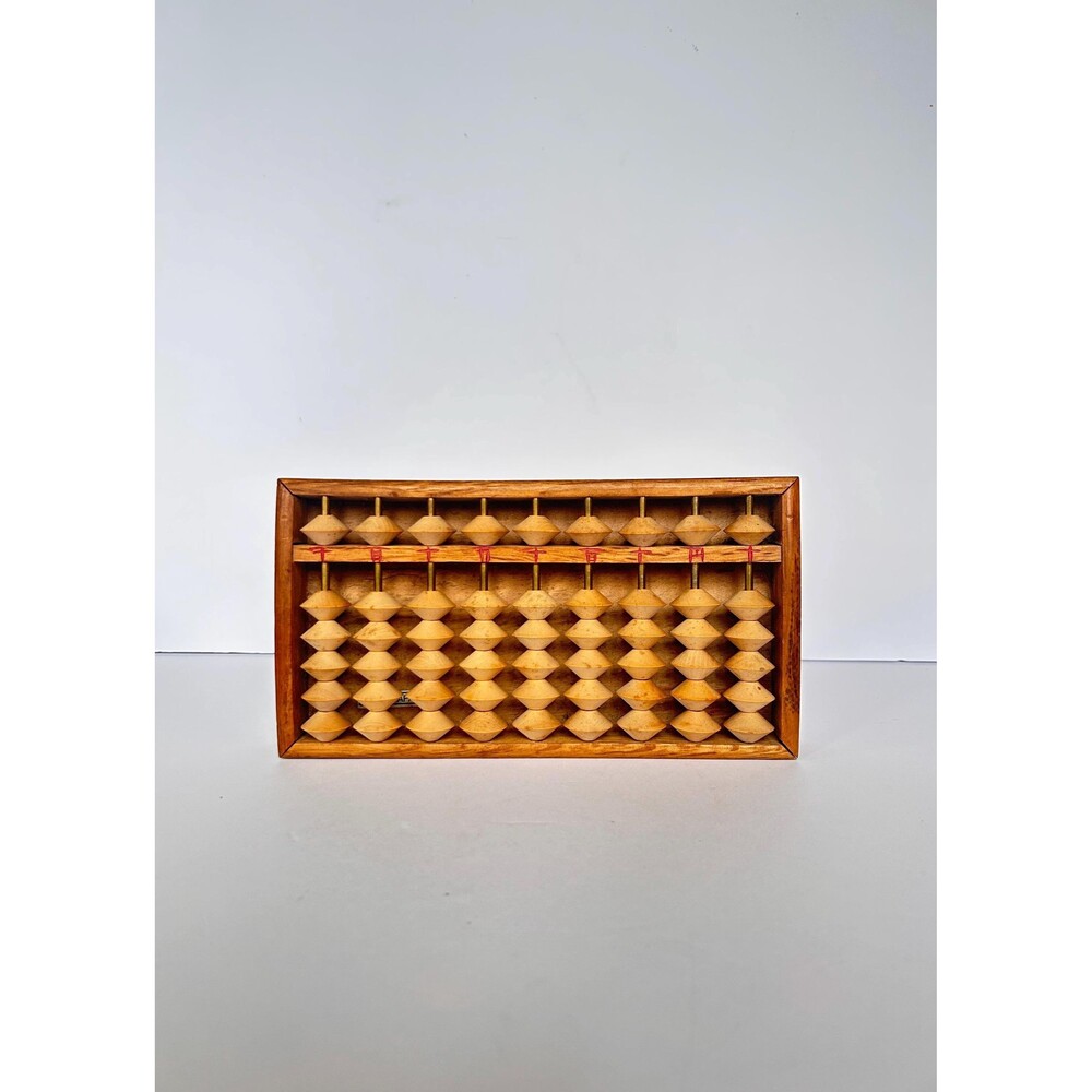 Vintage Japanese Wooden Soroban Abacus – Mid Century Showa Era 1-and-4 Bead